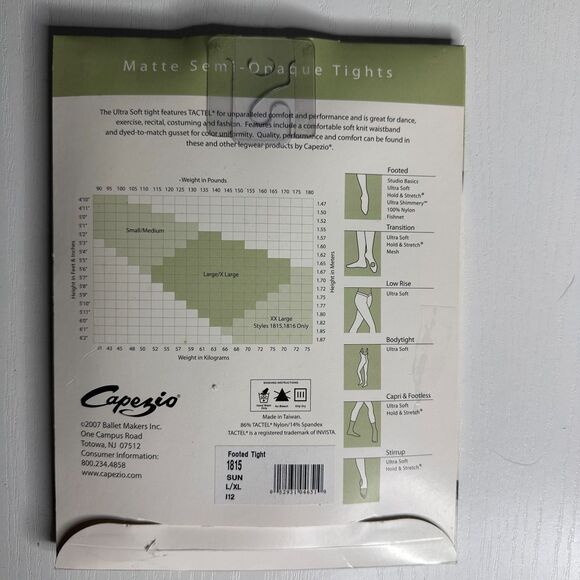 Capezio Ultra Soft Footed Tights #1815 Sun L/XL Matte Semi-Opaque Dancewear - Picture 2 of 2